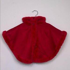 NWT First Impressions Red Faux Fur-Trimmed Kids Cape 3-6 months
